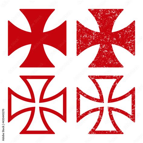 Maltese Cross Vector Shape Symbol Set Christianity Sign Grunge