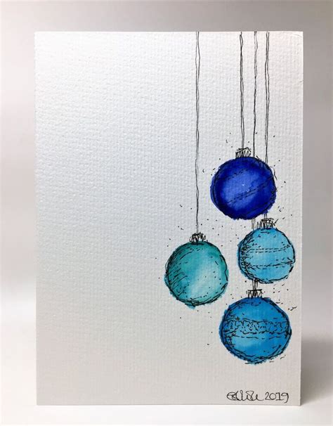Original Hand Painted Christmas Card Bauble Collection Abstract