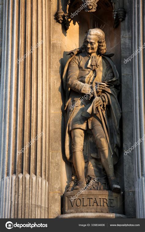 Statue Famous French Philosopher Voltaire 1694 1778 Hotel Ville City