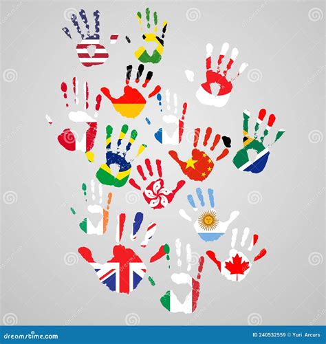 Diversity Handprints Around World Stock Illustrations – 6 Diversity