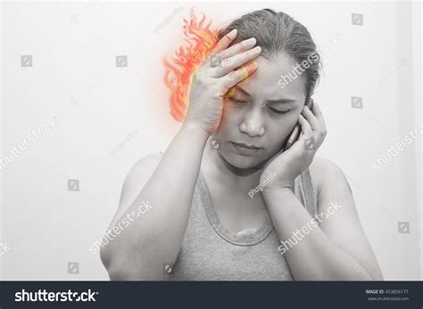 Woman Headache Dizzinessconcept Photo Color Enhanced Stock Photo