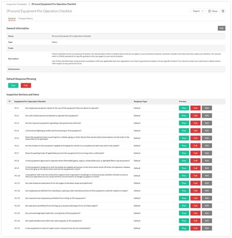 With fulcrum's site safety inspection checklist, easily report hazards and safety concerns during construction site visits. How can I use the 'Procore Equipment Pre-Operation ...