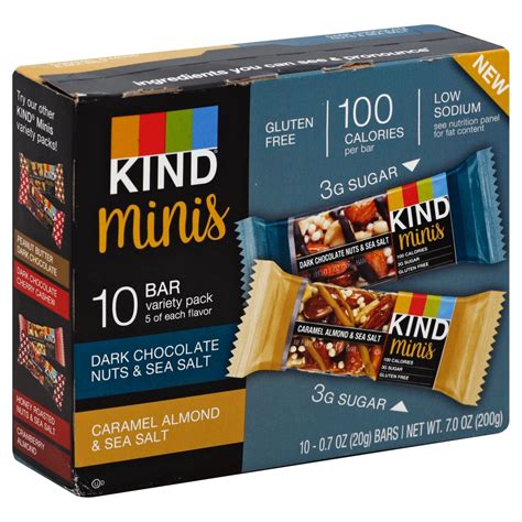Kind Minis Dark Chocolate Sea Salt Caramel Almond Sea Salt Bars Variety
