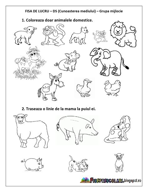 Planșe de colorat cu animale pentru copii sunt o modalitate foarte bună de a învăța despre diferite animale care locuiesc pe planeta noastră. FISE de lucru cu Animale DOMESTICE Grupa mica, Grupa ...