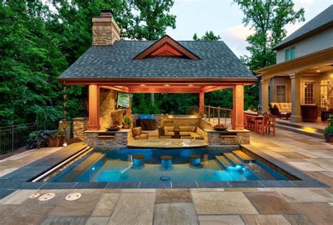 Lovely Outdoor Kitchen And Pool Design Ideas Hoomcode Pool House