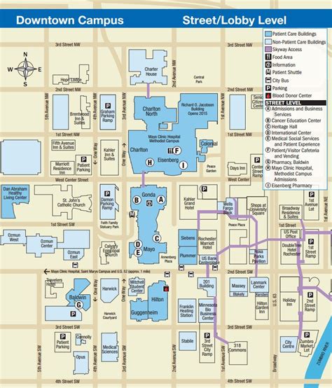 Mayo Clinic Downtown Rochester Mn Campus Map Streetlobby Level