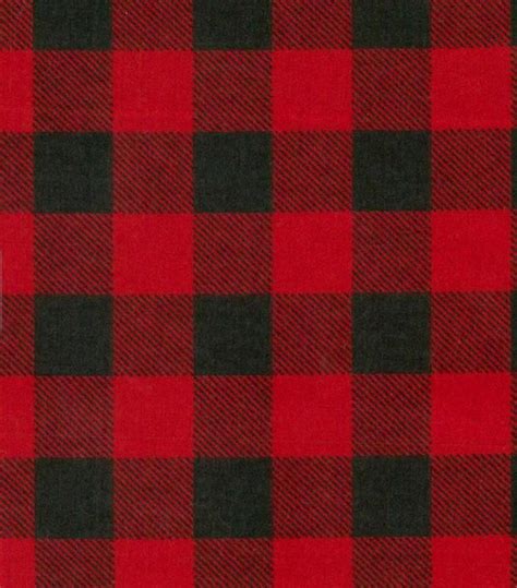 Cotton Quilt Fabric Flannel Red Black Check Buffalo Plaid Red Black
