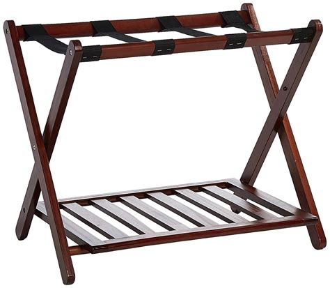 Wooden Folding Suitcase Luggage Rack Stand With Shelf Temporary Luggage
