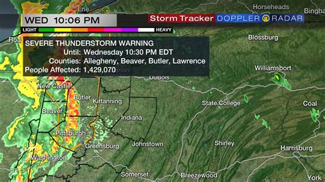 A Severe Thunderstorm Warning Is In Wpxi Tv Pittsburgh