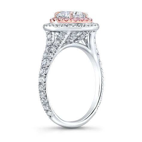 Split Shank Halo Diamond Engagement Ring 148ct Emerald Cut Natural
