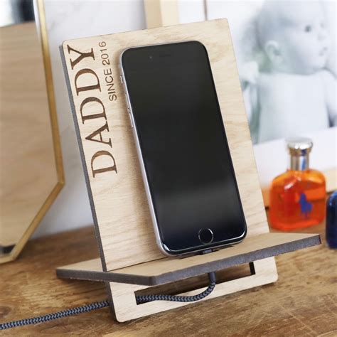 Personalised Daddy Since Wooden Phone Holder Lisa Angel