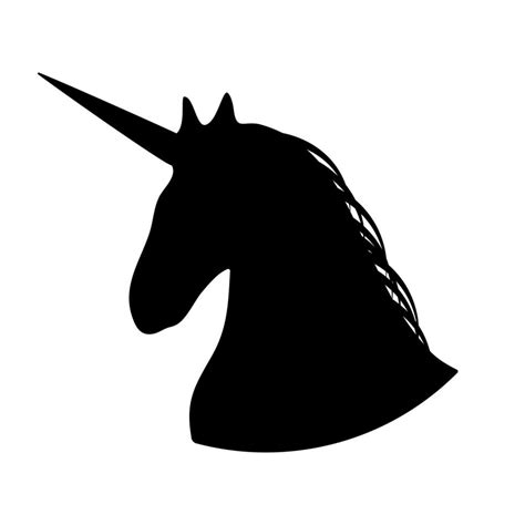 Unicorn Head Silhouette Black Mythical Horse With Proud Sharp Horn