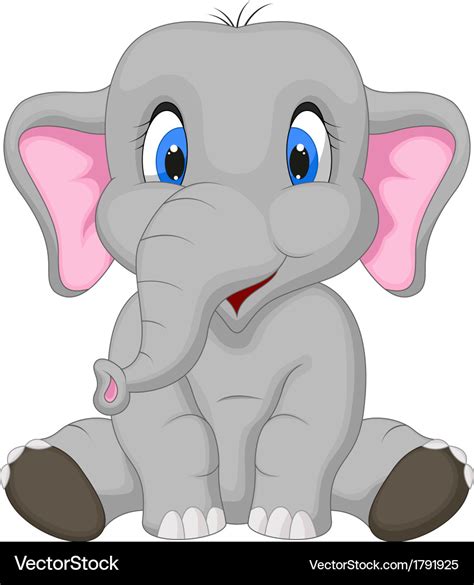 Cute Elephant Cartoon Sitting Royalty Free Vector Image