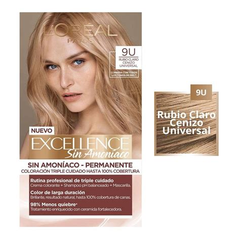 Tinte para cabello L Oréal Excellence Sin Amoníaco 9u rubio claro