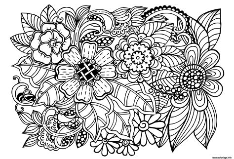Coloriage Beau Doodle Motif Floral Adulte Dessin Adulte à Imprimer