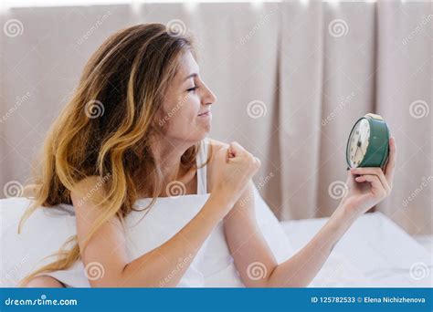 Shocked Young Woman Waking Up With Alarm Stock Image Image Of Young