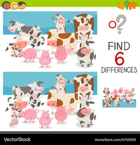 Spot The Differences With Animals Royalty Free Vector Image