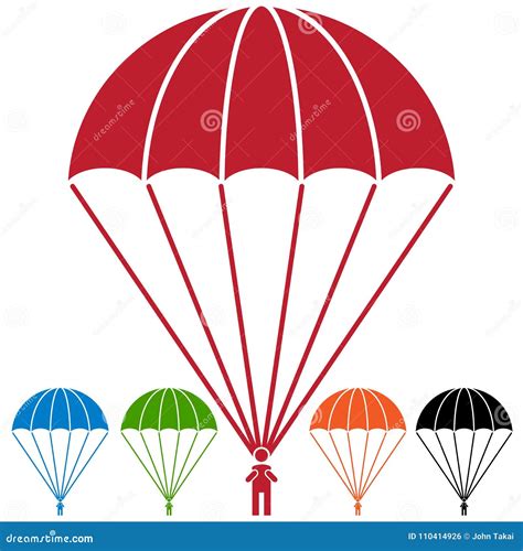 Paratrooper Parachute Skydiver Icon Set Stock Vector Illustration Of