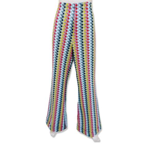 Vintage 1970s High Waist Bellbottom Pants 70s Multic Gem