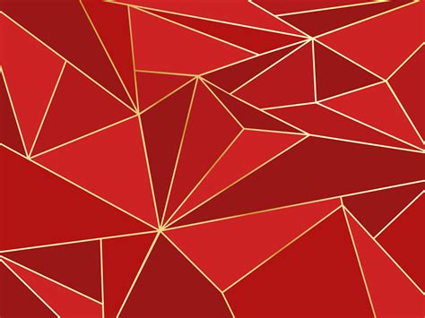 Abstract Red Polygon Artistic Geometric With Gold Line Background