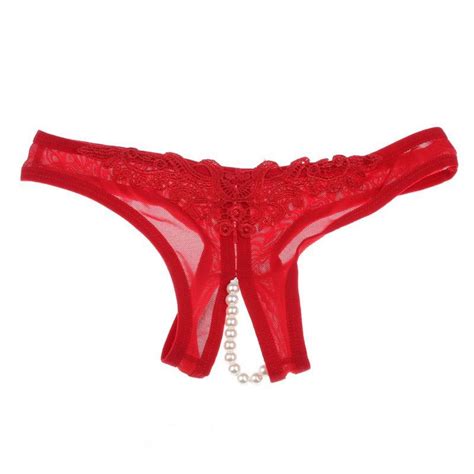 Women Erotic Lingerie Crotchless Pearl Knicker Shorts Panties Sexy Lingerie Underwear Open