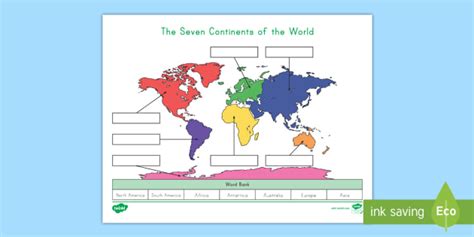 The Seven Continents Cut And Paste Labeling Activity