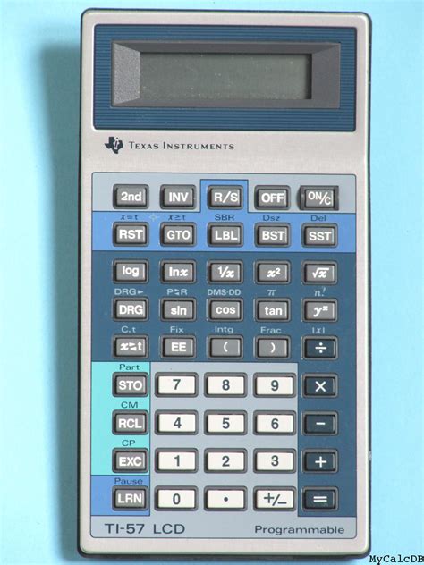 Mycalcdb Calculator Texas Instruments Ti 57 Lcd Version Europe