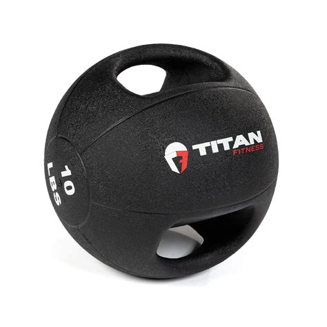 Titan Fitness 10 Lb Dual Grip Medicine Ball Rubber Muscle Driver Double