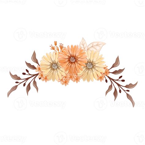 Orange Flower Arrangement With Watercolor Style 15737178 Png
