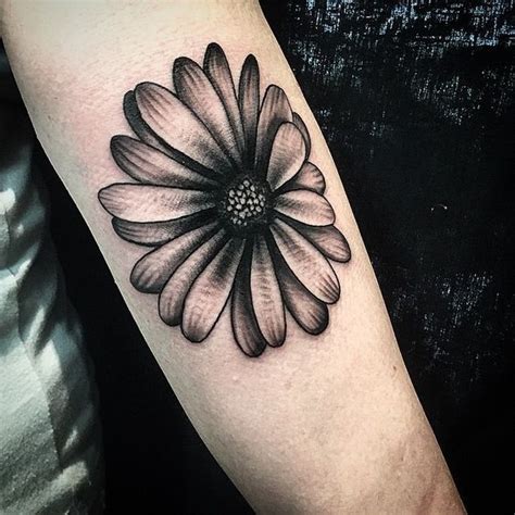 Realistic Daisy Tattoo Black And White