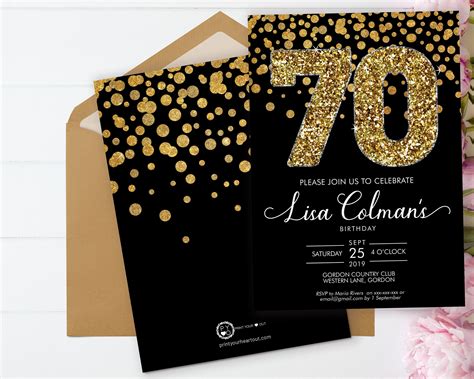 Diy 70th Birthday Confetti Invitation Printable Template Etsy Australia