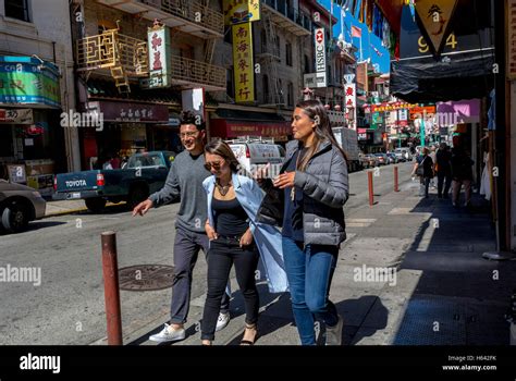 San Francisco Ca Usa Street Scenes Chinatown Chinese Teens Walking Daytime Local