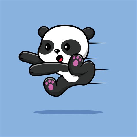 Cute Panda Running Cartoon Vector Icon Illustration Animal Sport Icon