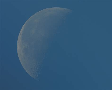 Waning Crescent Moon In Daytime Sky Natural View