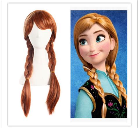 Disney Movies Frozen Snow Queen Anna Brown Cosplay Party Costume Wigs