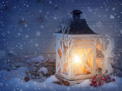 Lantern In The Snow At Christmas Fondo De Pantalla Hd Fondo De