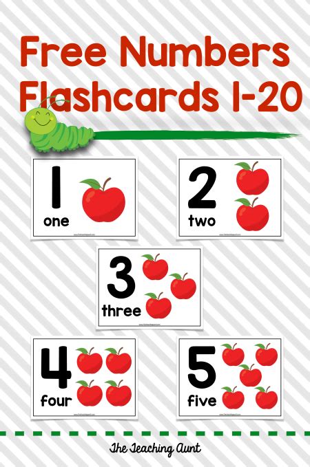 Numbers Flashcards 1 20 The Teaching Aunt Printable Flash Cards