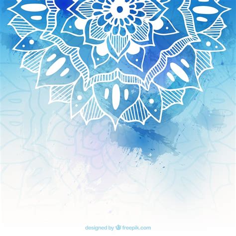 Free Vector Blue Background With Hand Drawn Mandala