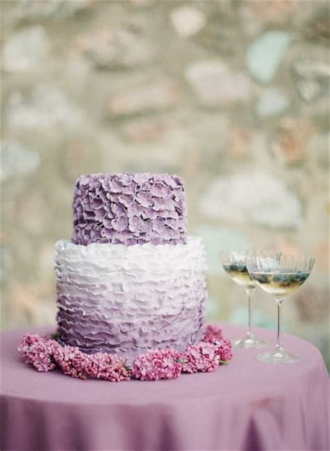Textured Purple Ombre Wedding Cake Deer Pearl Flowers