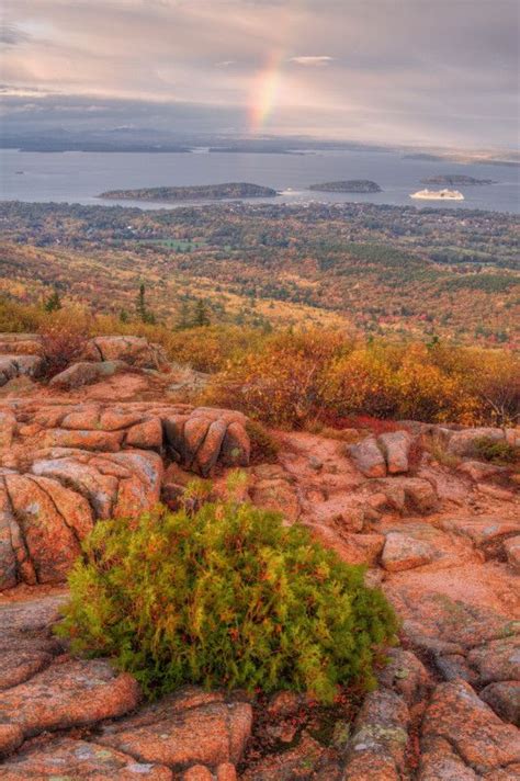 Autumn Rainbow At Bar Harbor Maine Scene National Parks Mount