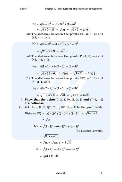 Ncert Solutions For Class 11 Maths Chapter 12 Introduction To Three