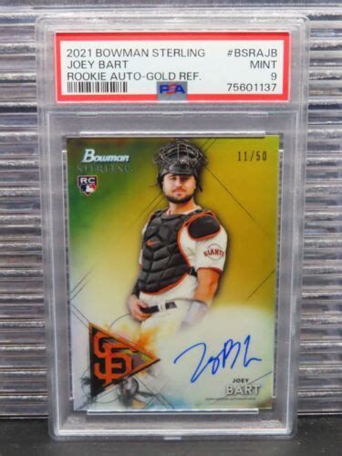 2021 Bowman Sterling Joey Bart Gold Refractor Auto Autograph Rc 1150