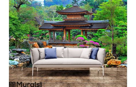 Pagoda In Chinese Zen Garden Wall Mural