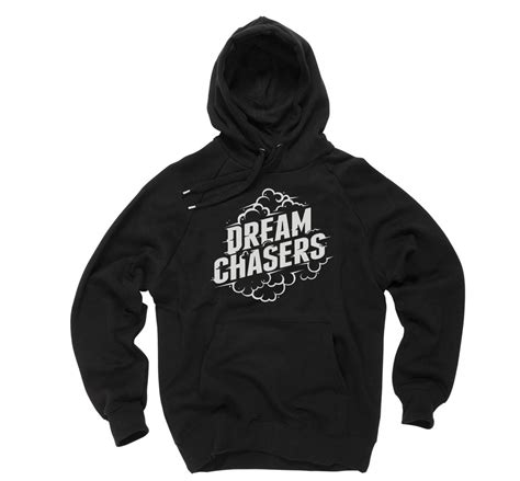 Dreams Chasers Black Pull Over Hoody W White Printed Logo Dirty