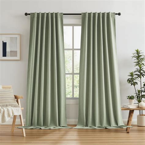 Keqiaosuocai Blackout Linen Curtains 108 Inches Long Back