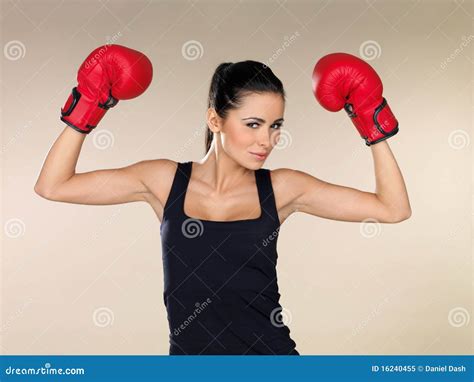 Brunette Boxing Girl Stock Image Image Of Conflict Glove 16240455