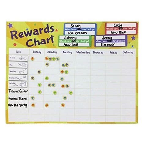 Magnetic Rewardstar Chart For Motivating Children Durable Board 40 X