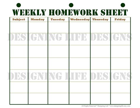 Homework Planner And Weekly Homework Sheet Student Planner Pdf