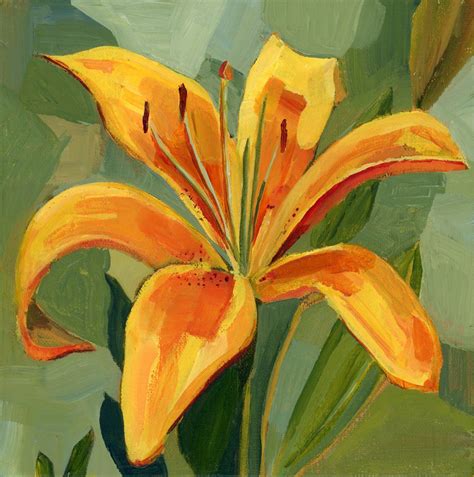 Golden Lily Floral Painting 2021 Acrylic Painting By Eleanore