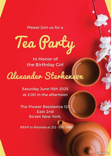 High Tea Party Invitation Card Template In Word Psd Publisher Pages